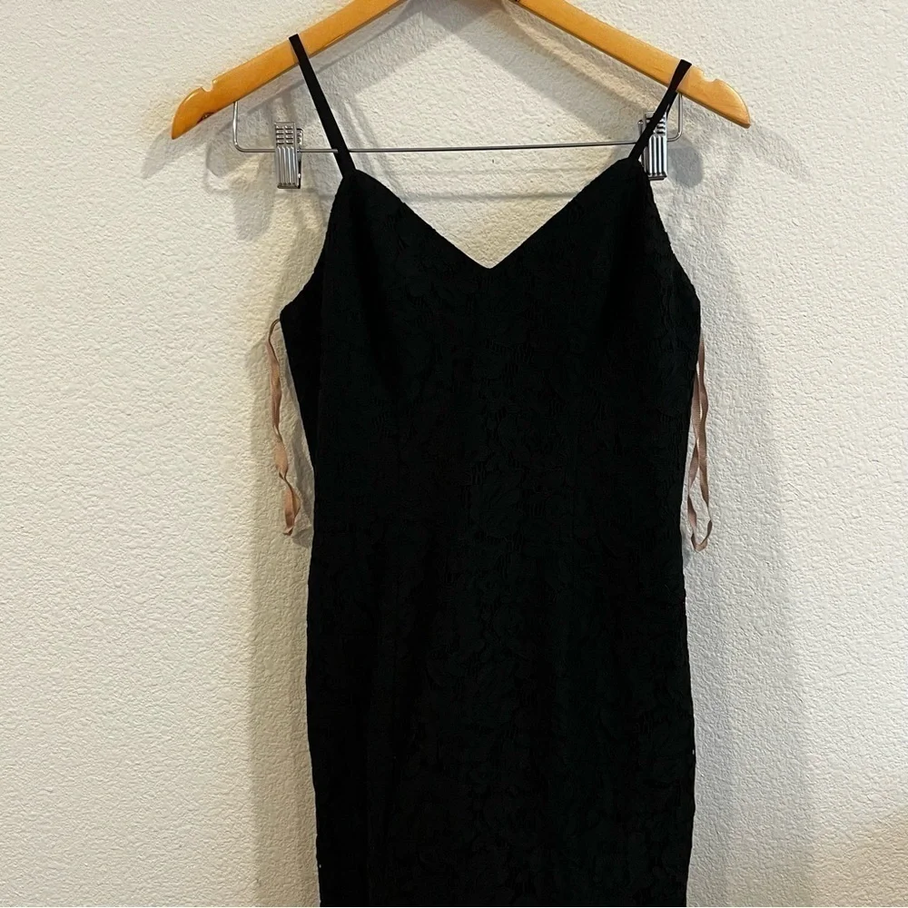 Fame and Partners black lace maxi dress with dramatic slit size 0